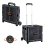 Foldable Utility Cart, 80 lbs Load Capacity, Folding Portable Rolling Crate Handcart with Durable Heavy Duty Telescoping Handle 