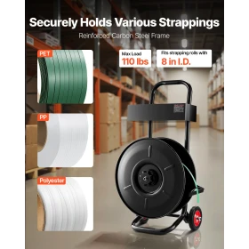 Banding Strapping Cart, Fit for PET / PP / Polyester Strapping Coils with 20.3 cm Core Size, Heavy Duty Strapping Dispenser Equi