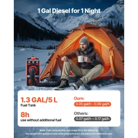 Dieselvarmer, 5-8KW, DC 12V, alt-i-én bærbar dieselluftvarmer