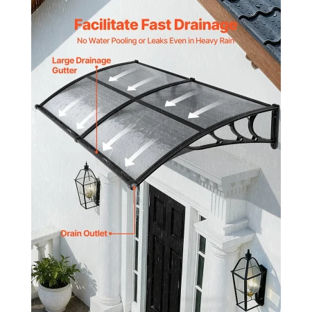 Awnings for Door Entrance, 38 x 78 in, Exterior Front Door Window Awnings with Drainage & ABS Bracket, Rain Snow Sun Protection,