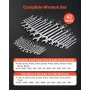 Combination Wrench Set, 42-Piece SAE and Metric, 12-Point Box End and 15° Angled Open End Combination Wrenches with Roll Up Pouc