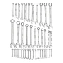 Combination Wrench Set, 42-Piece SAE and Metric, 12-Point Box End and 15° Angled Open End Combination Wrenches with Roll Up Pouc
