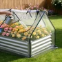 Raised Garden Bed with Cover, 1800 x 900 x 300 mm, Rectangular Galvanized Metal Planter Box Outdoor, with PE Greenhouse Cover & 