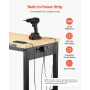 1524 mm Adjustable Workbench, 907 kg Load, Work Bench with Power Outlet, Wheels, and Pegboard, Heavy Duty Oak Wood Top Work Tabl