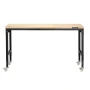 1524 mm Adjustable Workbench, 907 kg Load, Work Bench with Power Outlet, Wheels, and Pegboard, Heavy Duty Oak Wood Top Work Tabl