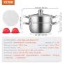 Steamer Pot, 8.66in/22 cm dampkogning til madlavning med 3QT