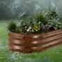 2 Pack Galvanized Raised Garden Beds, 1200 x 600 x 300 mm, Oval Metal Planter Boxes Kit Outdoor, Bottomless Garden Box with Glov