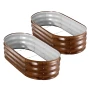 2 Pack Galvanized Raised Garden Beds, 1200 x 600 x 300 mm, Oval Metal Planter Boxes Kit Outdoor, Bottomless Garden Box with Glov
