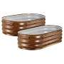 2 Pack Galvanized Raised Garden Beds, 1200 x 600 x 300 mm, Oval Metal Planter Boxes Kit Outdoor, Bottomless Garden Box with Glov