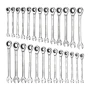 Combination Wrench Set, 26-Piece SAE and Metric, 72 Teeth, Cr-V Steel Ratcheting Wrench Set, with Rack Organizer, Open End, Clea