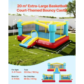 Oppustelig hoppehus, 14,7 x 13,8 x 6,8 fod Jumping Hoppeborg