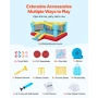 Inflatable Bounce House, 14.7 x 13.8 x 6.8 ft Jumping Bouncy Castle, Inflatable Jumper for Kids with Slide, Basketball Hoop, Tar