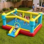 Inflatable Bounce House, 14.7 x 13.8 x 6.8 ft Jumping Bouncy Castle, Inflatable Jumper for Kids with Slide, Basketball Hoop, Tar