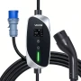 Mobil vægboks, 7,4 kW 32A, Type 2 bærbar elbiloplader, 1-faset