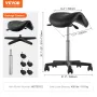 Sadel afføring med hjul, 400 lbs vægtkapacitet ergonomisk