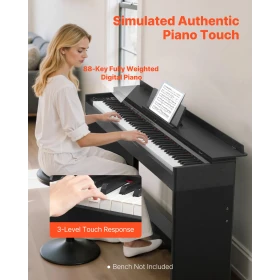 Weighted Digital Piano, 88 Keys Fully Weighted, Electric Piano Keyboard with Furniture Stand, Power Adapter, Triple Pedal, 680 T