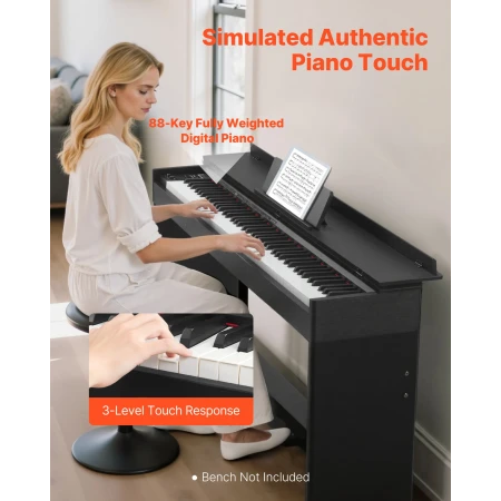 Weighted Digital Piano, 88 Keys Fully Weighted, Electric Piano Keyboard with Furniture Stand, Power Adapter, Triple Pedal, 680 T