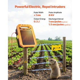 Solar hegnsoplader, 0,3J 8 kV solcelledrevet hegnsoplader, 3 km