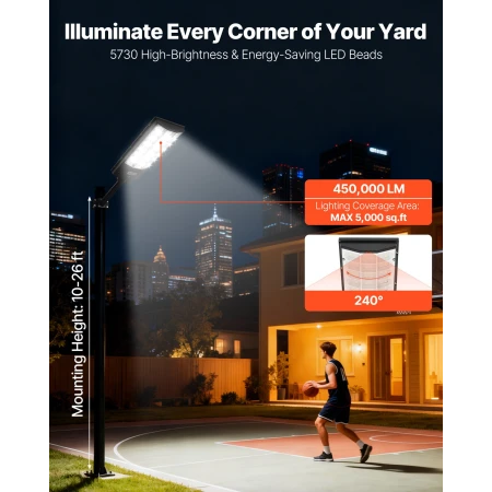 8000W Solar Street Lights Udendørs, 450000LM, kommerciel