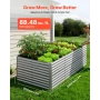 Galvanized Raised Garden Bed, 2400 x 1200 x 860 mm, Rectangular Metal Planter Box Kit Outdoor, Bottomless Planting Box with Glov