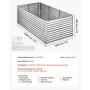 Galvanized Raised Garden Bed, 2400 x 1200 x 860 mm, Rectangular Metal Planter Box Kit Outdoor, Bottomless Planting Box with Glov