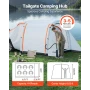 Inflatable SUV Tent with Awning, 2.44 x 2.04m 3-Season SUV Tailgate Tent with Ventilated Doors & Mesh Window, PU2000mm Waterproo