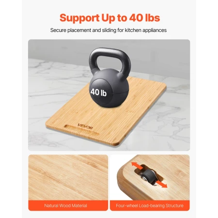 Appliance Slider, Small 14 x 9.5-inch, Rolling Sliding Tray with Rubber Wheels & Hollow Handle, Easy to Clean, Appliance Rolling