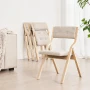 Wooden Folding Chairs with Cushion, Set of 2, Portable Foldable Cushion Chair with Wooden Frame, Modern Padded Dining Chair for 