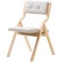 Wooden Folding Chairs with Cushion, Set of 2, Portable Foldable Cushion Chair with Wooden Frame, Modern Padded Dining Chair for 
