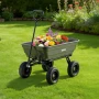 Garden Dump Cart, 272 kg Poly Dump Cart, Garden Carts Dumps Wagon with 90° Quick-Dumps Mechanism, 180° Swivel Wheels, 270° Flexi