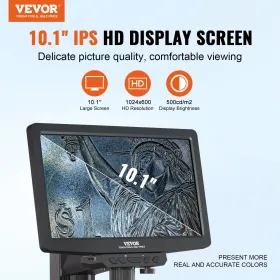 Digital Microscope Coin Microscope 10.1in IPS Screen 10-1300X Magnification