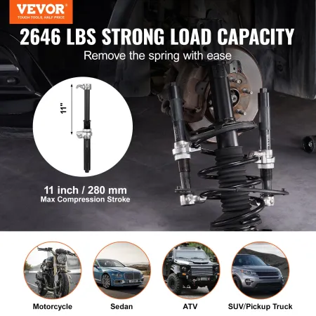 Coil Spring Compressor Tool, 2 pcs Heavy Duty Macpherson Strut Spring Compressor Set, 1200.2 kg Strut Spring Compressor with Saf