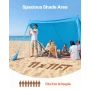 Beach Tent Sun Shelter, UPF50+ Sun Protection, 2 m Tall, 3.4 x 3.4 m, Easy Pop Up Beach Canopy with Sandbags, Stability Poles, S