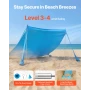 Beach Tent Sun Shelter, UPF50+ Sun Protection, 2 m Tall, 3.4 x 3.4 m, Easy Pop Up Beach Canopy with Sandbags, Stability Poles, S