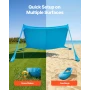 Beach Tent Sun Shelter, UPF50+ Sun Protection, 2 m Tall, 3.4 x 3.4 m, Easy Pop Up Beach Canopy with Sandbags, Stability Poles, S