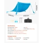 Beach Tent Sun Shelter, UPF50+ Sun Protection, 2 m Tall, 3.4 x 3.4 m, Easy Pop Up Beach Canopy with Sandbags, Stability Poles, S