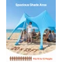 Beach Tent Sun Shelter, UPF50+ Sun Protection, 2.8 m Tall, 6.1 x 4 m, Easy Pop Up Beach Canopy with Sandbags, Stability Poles, S