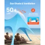 Beach Tent Sun Shelter, UPF50+ Sun Protection, 2.8 m Tall, 6.1 x 4 m, Easy Pop Up Beach Canopy with Sandbags, Stability Poles, S