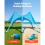 Beach Tent Sun Shelter, UPF50+ Sun Protection, 2.8 m Tall, 6.1 x 4 m, Easy Pop Up Beach Canopy with Sandbags, Stability Poles, S