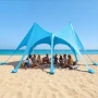 Beach Tent Sun Shelter, UPF50+ Sun Protection, 2.8 m Tall, 6.1 x 4 m, Easy Pop Up Beach Canopy with Sandbags, Stability Poles, S