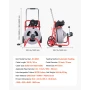 Drain Cleaner Machine 30m x 13mm, Auto Feed Sewer Snake Drain Auger on Wheels, Portable Drain Cleaning Machine with 8 Cutters & 