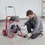 Drain Cleaner Machine 30m x 13mm, Auto Feed Sewer Snake Drain Auger on Wheels, Portable Drain Cleaning Machine with 8 Cutters & 