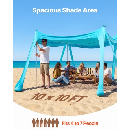 Strandtelt Sun Shelter, UPF50+ Solbeskyttelse, 2 m høj, 3x3 m