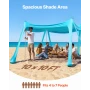 Beach Tent Sun Shelter, UPF50+ Sun Protection, 2 m Tall, 3x3 m, Easy Pop Up Beach Canopy with Sandbags, Stability Poles, Sand Sh