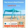 Beach Tent Sun Shelter, UPF50+ Sun Protection, 2 m Tall, 3x3 m, Easy Pop Up Beach Canopy with Sandbags, Stability Poles, Sand Sh