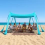 Beach Tent Sun Shelter, UPF50+ Sun Protection, 2 m Tall, 3x3 m, Easy Pop Up Beach Canopy with Sandbags, Stability Poles, Sand Sh