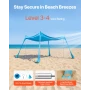Beach Tent Sun Shelter, UPF50+ Sun Protection, 2 m Tall, 3 x 3 m, Easy Pop Up Beach Canopy with 4 Sandbags, Stability Poles, San