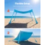 Beach Tent Sun Shelter, UPF50+ Sun Protection, 2 m Tall, 3 x 3 m, Easy Pop Up Beach Canopy with 4 Sandbags, Stability Poles, San
