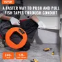 Fisk tape, 240 fod, 1/8-tommer, ståltrådtrækker med optimeret