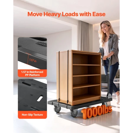 Foldbar skubbevogn Dolly, 453,59 kg kapacitet, sammenklappelig